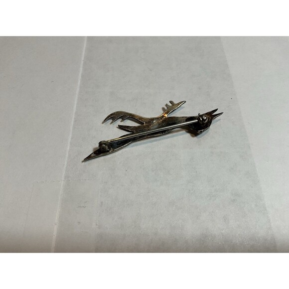 Vintage Sterling Silver, Tested, Roadrunner Brooch Pin, Turquoise Eye - Picture 2 of 5